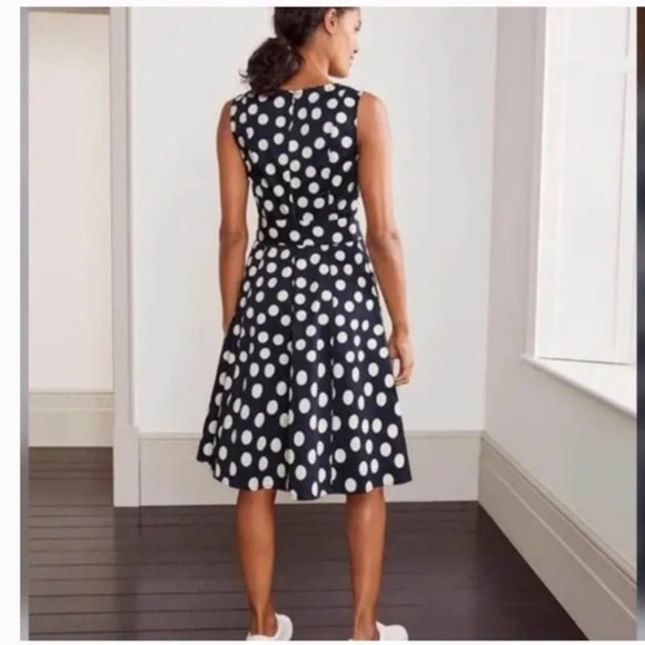 Boden Dress Women's 4 US Navy Polka Dot Belted A-Line Soft Cotton Pockets NWT - Picture 3 of 12